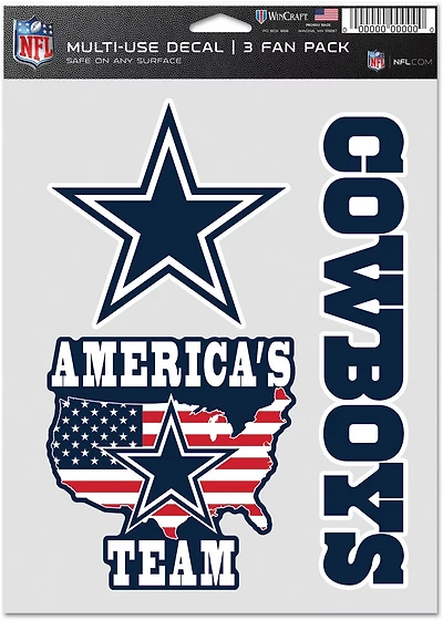 WinCraft Dallas Cowboys Fan Decals 3-Pack