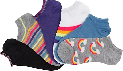 BCG Girls' No-Show Rainbow Fashion Socks 6 Pack