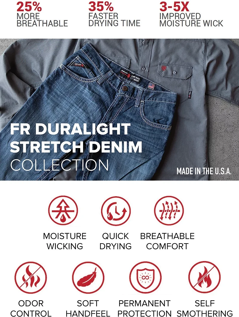 Ariat Men's Flame Resistant M5 Slim DuraStretch Truckee Stackable Straight Leg Jeans