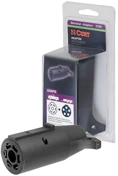 CURT 7-Way to 6-Way RV Style Flat Connector Adapter