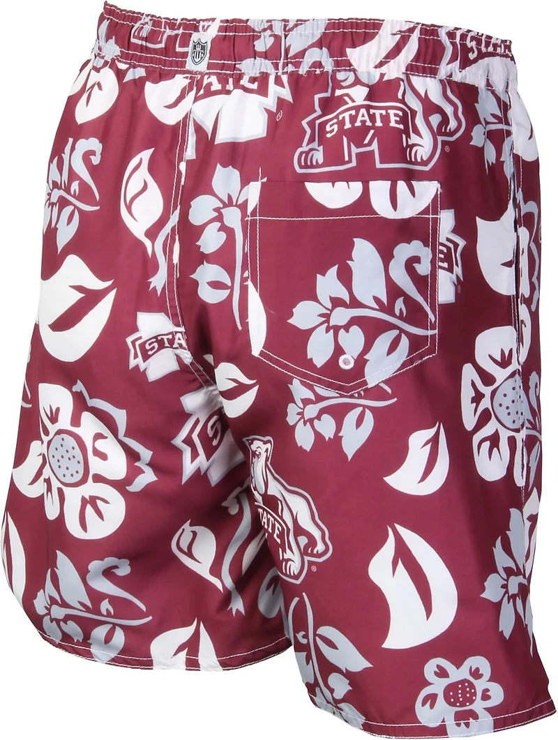 Wes and Willy Men's Mississippi State University Floral Swim Trunks