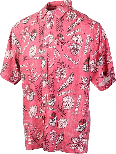 Wes and Willy Men's University of Georgia Vintage Floral Button Down Shirt
