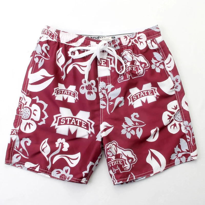 Wes and Willy Men's Mississippi State University Floral Swim Trunks