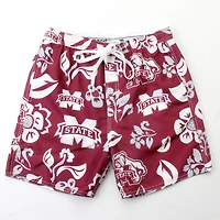 Wes and Willy Men's Mississippi State University Floral Swim Trunks