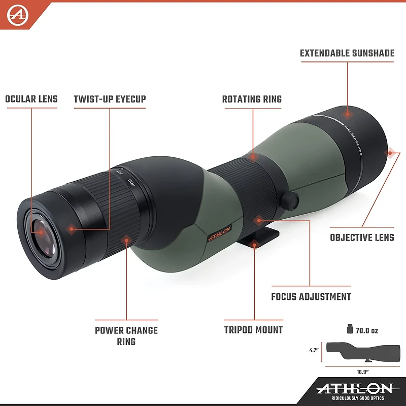 Athlon Optics Argos 20-60x85 Straight Angle Spotting Scope