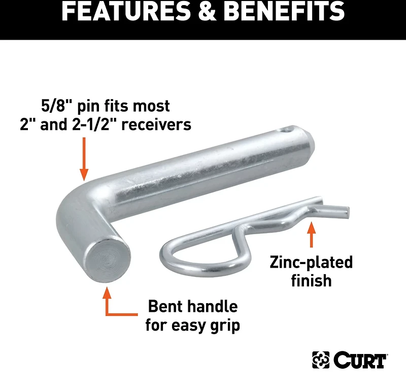 CURT 5/8 in Hitch Pin with 2 in or 2.5 in Receiver