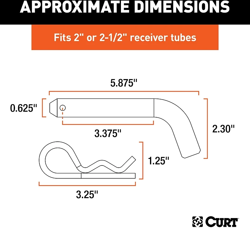 CURT 5/8 in Hitch Pin with 2 in or 2.5 in Receiver