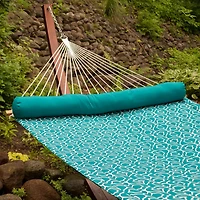 Algoma 12-Foot Wood Arc Frame with Quilted Hammock and Pillow