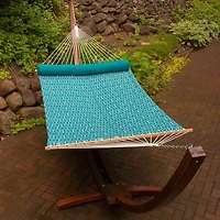 Algoma 12-Foot Wood Arc Frame with Quilted Hammock and Pillow