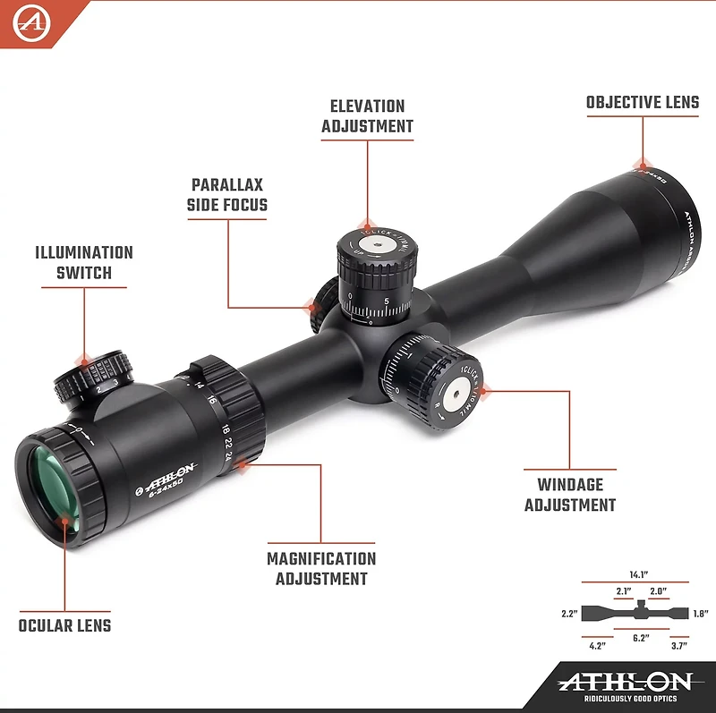 Athlon Optics BDC600A Argos HMR 2-12x42 SFP IR Reticle