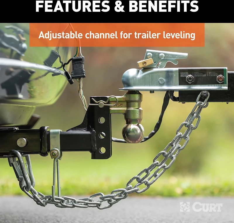 CURT 10,000 lb Slim Adjustable Channel Mount with Dual Ball
