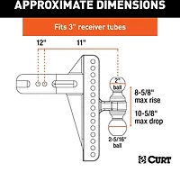 CURT 21,000 lb Adjustable Channel Mount with Dual Ball