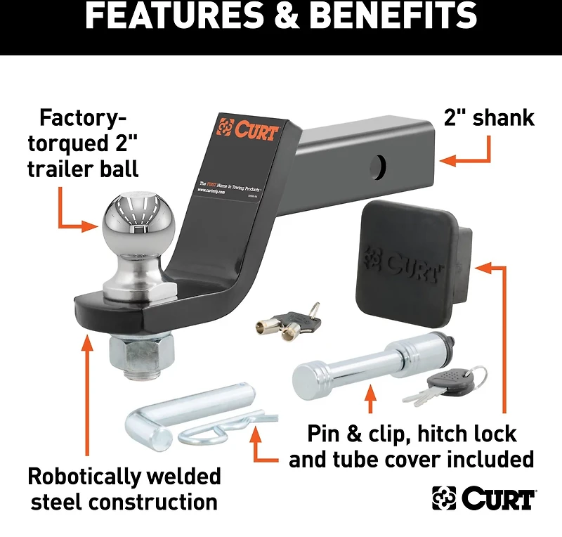 CURT 7,500 lb Towing Starter Kit with 2 in Ball