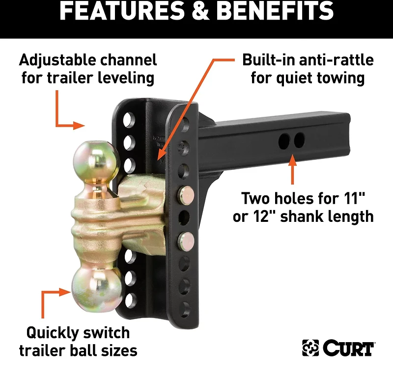 CURT 14,000 lb Adjustable Channel Mount with Dual Ball