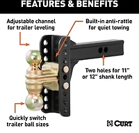 CURT 14,000 lb Adjustable Channel Mount with Dual Ball