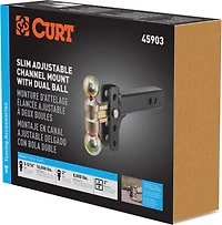 CURT 10,000 lb Slim Adjustable Channel Mount with Dual Ball