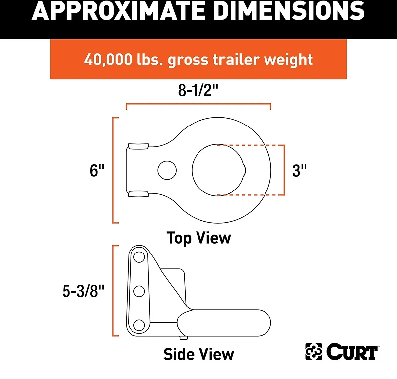 CURT SecureLatch Channel Style 40,000 lb Lunette Ring