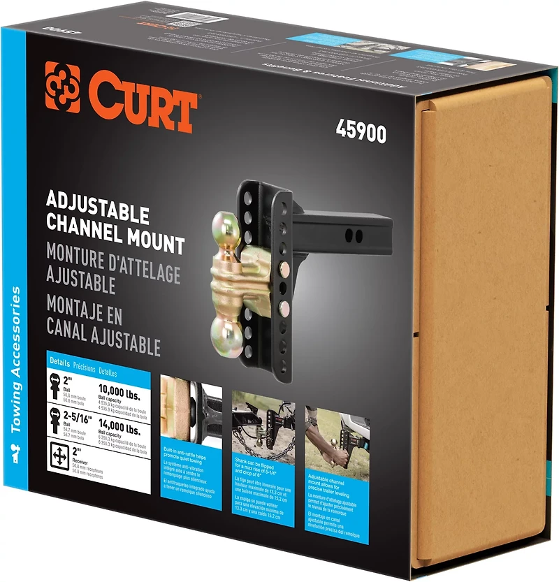CURT 14,000 lb Adjustable Channel Mount with Dual Ball