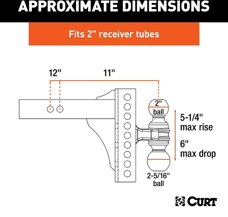 CURT 14,000 lb Adjustable Channel Mount with Dual Ball
