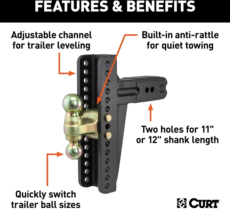 CURT 21,000 lb Adjustable Channel Mount with Dual Ball