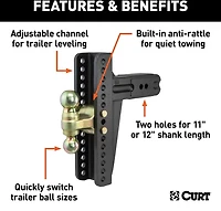 CURT 21,000 lb Adjustable Channel Mount with Dual Ball