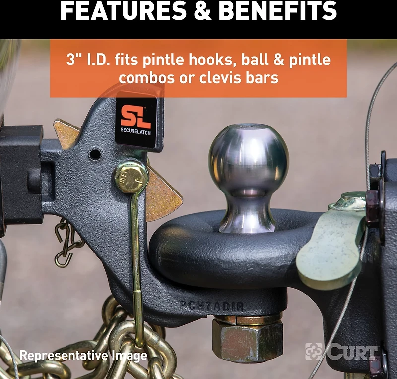 CURT SecureLatch Channel Style 40,000 lb Lunette Ring