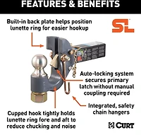 CURT SecureLatch Receiver-Mount 2 in Ball and Pintle Hitch