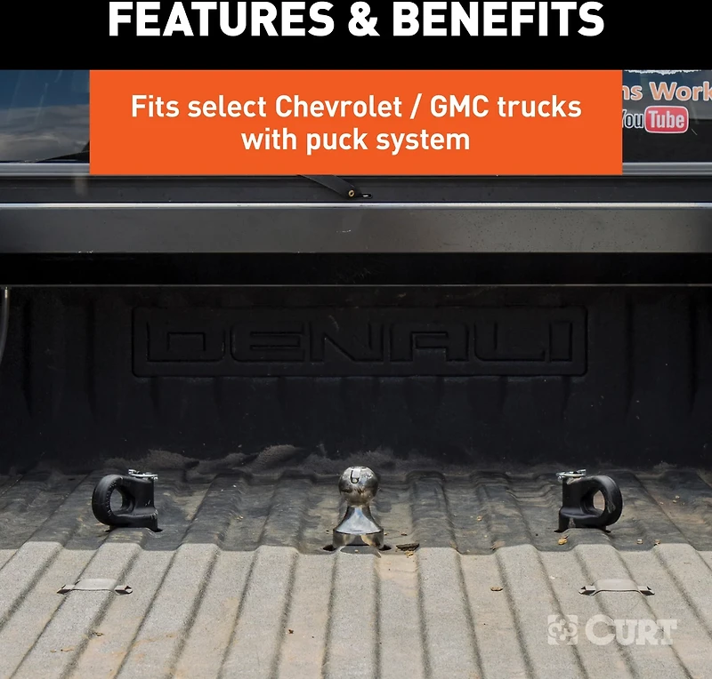 CURT OEM GM Puck System Gooseneck Ball and Safety Chain Anchor Kit
