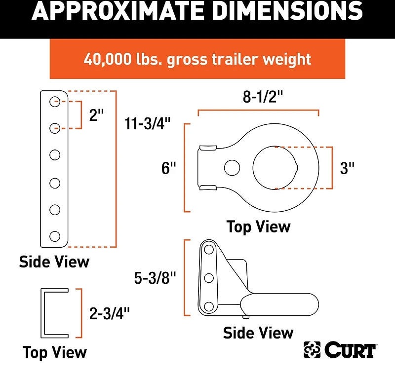 CURT SecureLatch 40,000 lb Lunette Eye Ring and Channel
