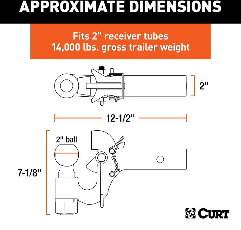 CURT SecureLatch Receiver-Mount 2 in Ball and Pintle Hitch