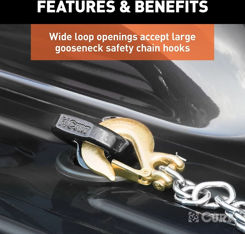 CURT OEM Puck System Gooseneck Ball and Safety Chain Anchor Kit