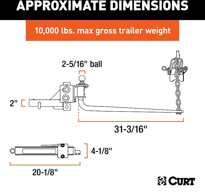 CURT Round Bar 1,000 lb WD Hitch