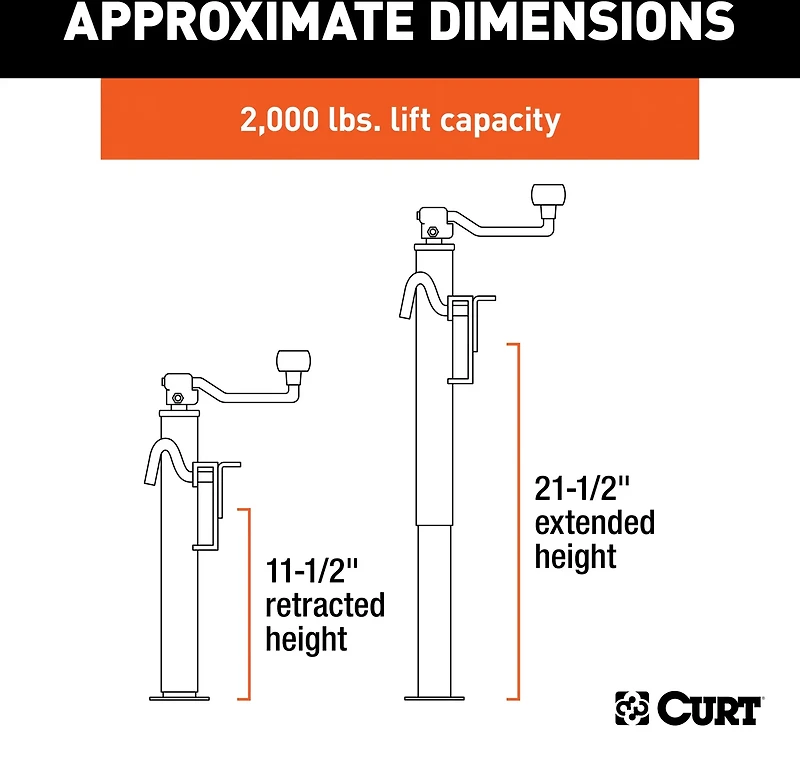 CURT Top Wind Bracket Mount 2,000 lb Swivel Jack