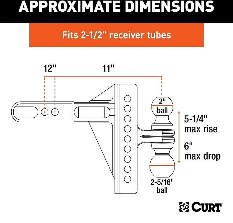 CURT 20,000 lb Adjustable Channel Mount with Dual Ball