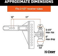 CURT 20,000 lb Adjustable Channel Mount with Dual Ball