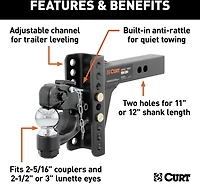 CURT 13,000 lb Adjustable Channel Mount with 2-5/16 in Ball and Pintle
