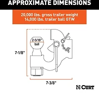 CURT SecureLatch 20,000 lb 2-5/16 in Ball and Pintle Hitch