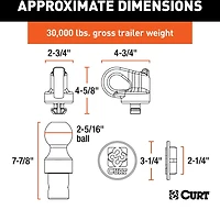 CURT OEM GM Puck System Gooseneck Ball and Safety Chain Anchor Kit