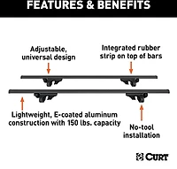 CURT Aluminum Cargo Crossbars 2-Pack