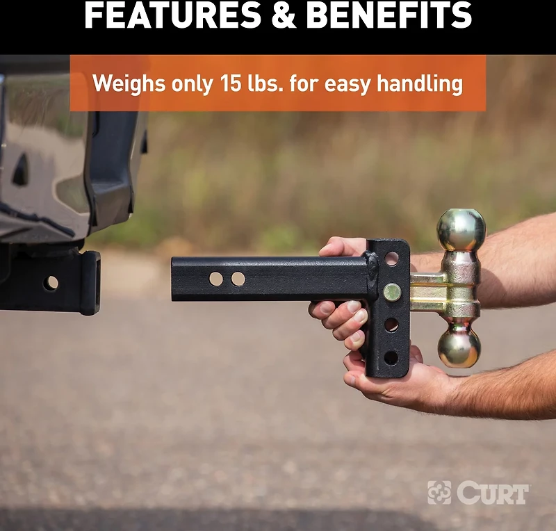 CURT 10,000 lb Slim Adjustable Channel Mount with Dual Ball