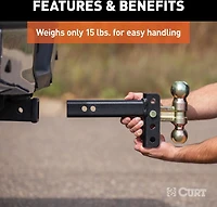 CURT 10,000 lb Slim Adjustable Channel Mount with Dual Ball