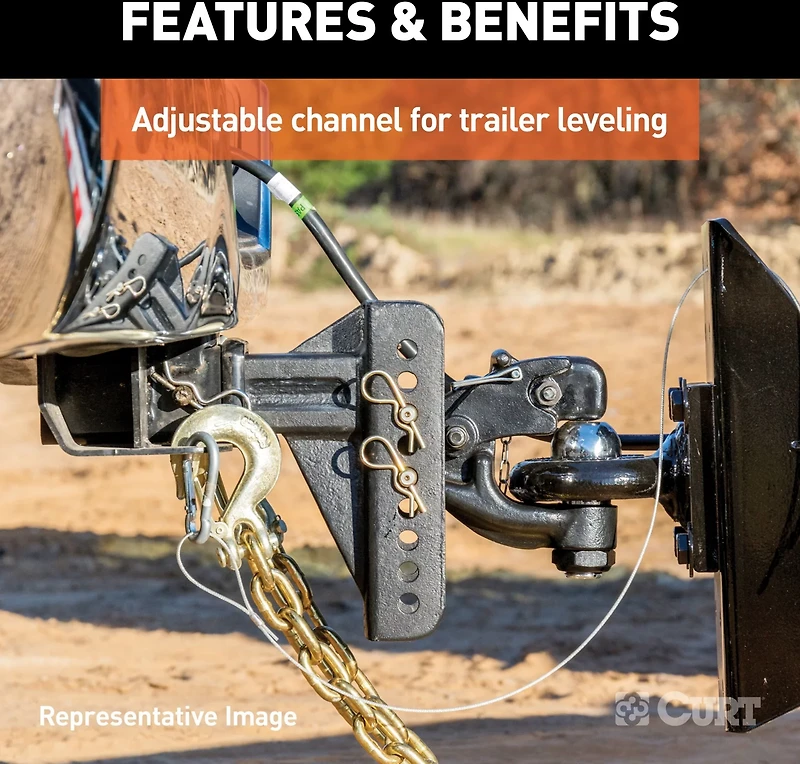 CURT 13,000 lb Adjustable Channel Mount with 2-5/16 in Ball and Pintle