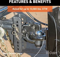 CURT 13,000 lb Adjustable Channel Mount with 2-5/16 in Ball and Pintle