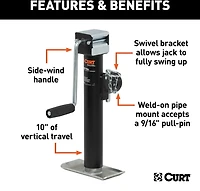 CURT Side Wind Pipe Mount Swivel Jack