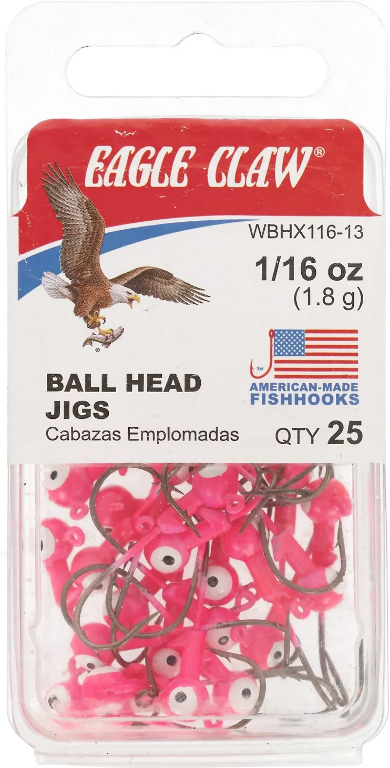 Eagle Claw 1/8 oz Ball Head Jig Heads 25-Pack