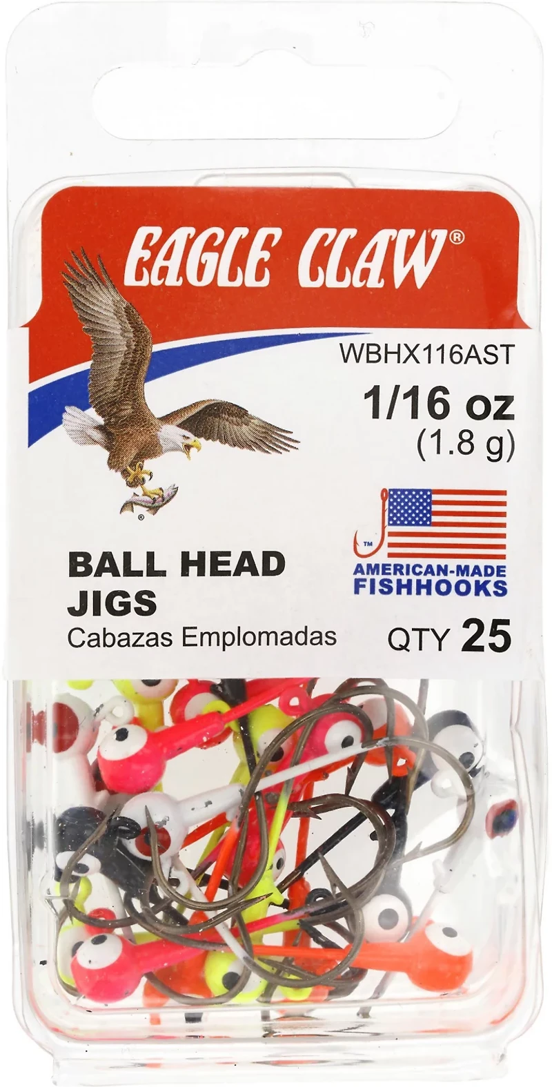 Eagle Claw 1/8 oz Ball Head Jig Heads 25-Pack