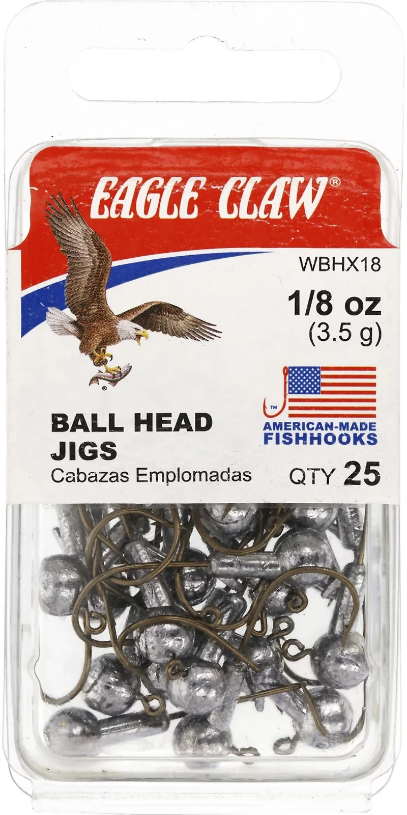 Eagle Claw 1/8 oz Ball Head Jig Heads 25-Pack
