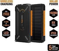 Tough Tested 16,000mAh Solar Power Bank with Flashlight
