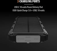Tough Tested 16,000mAh Solar Power Bank with Flashlight