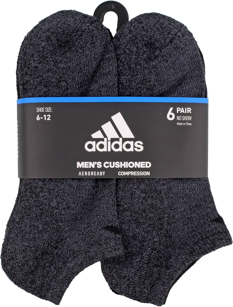 adidas Men's Large Athletic No-Show Socks 6 Pack